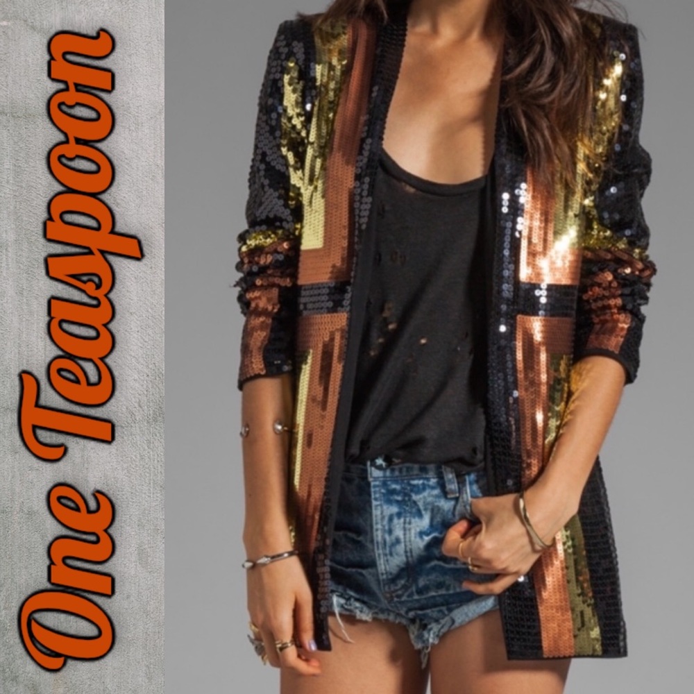 One Teaspoon The Devil Within Sequined Blazer, S